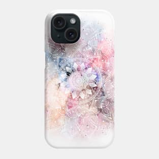 Whimsical white watercolor mandala design Phone Case