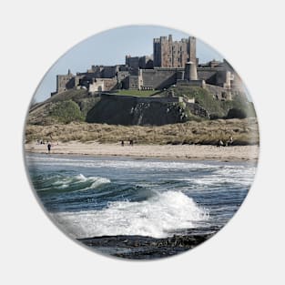 Waves coming ashore near Bamburgh Castle, Northumberland, UK Pin