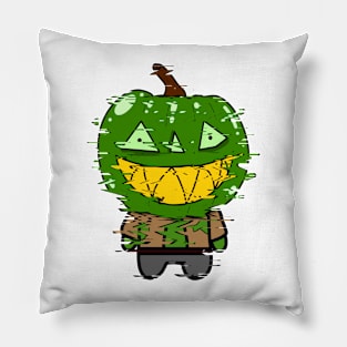 Green Zombie Pumpkin Man of Halloween Pillow