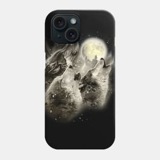 Three Wolves Howling in Moonlight Phone Case