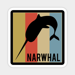 Cute Narwhal Retro Vintage Horned Beluga Whale Magnet