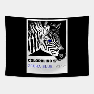 ZEBRA BLUE - white card  by COLORBLIND WorldView Tapestry