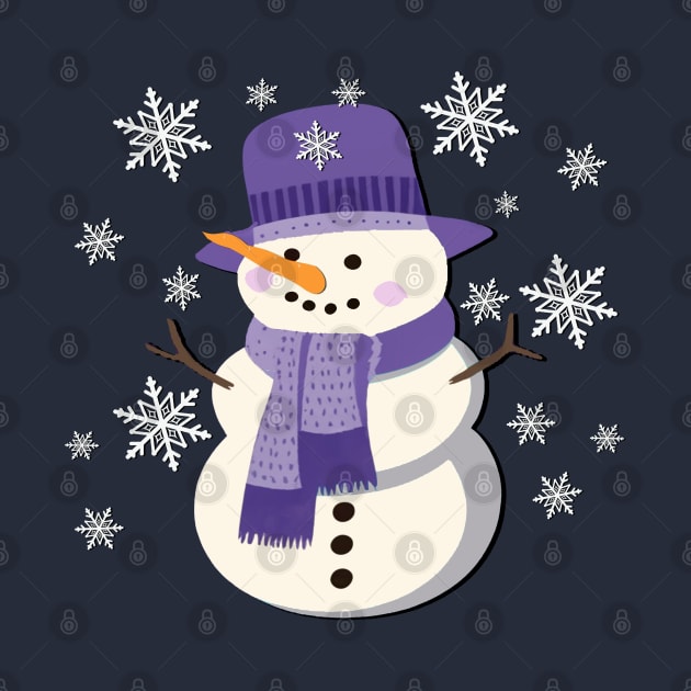 Snowman In Purple Snowflakes WInter by tamdevo1