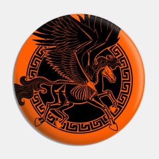 Greek Pegasus (black, with background) Pin