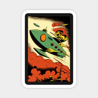 Retro Sci-Fi Rocket! Magnet