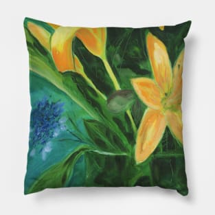 Flower collage, oil painting Pillow