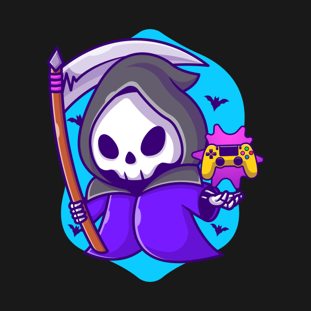Cute Grim Reaper Gaming With Scythe Cartoon by Catalyst Labs