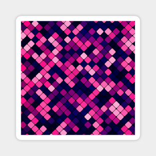 Retro Pink and Blue Geometric Pattern Magnet