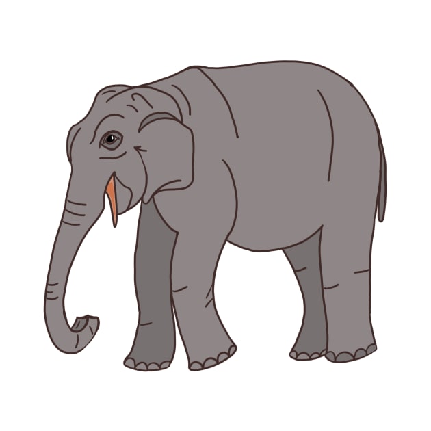 Sri Lankan Asian Elephant - Male - Cartoon by eeliseart