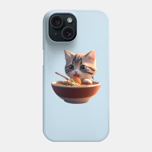 Kawaii Japanese Ramen Cat Phone Case by BrisaArtPrints