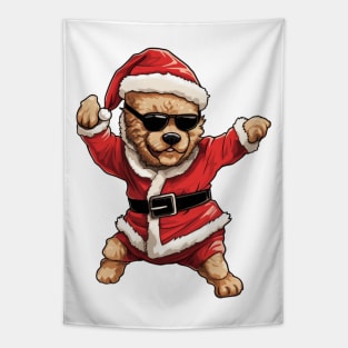 Cartoon Christmas Poodle Dog Dancing Tapestry