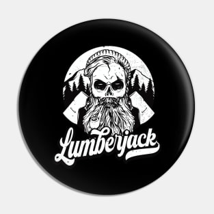 Lumberjack Skull Logger vintage Woodcutter Pin