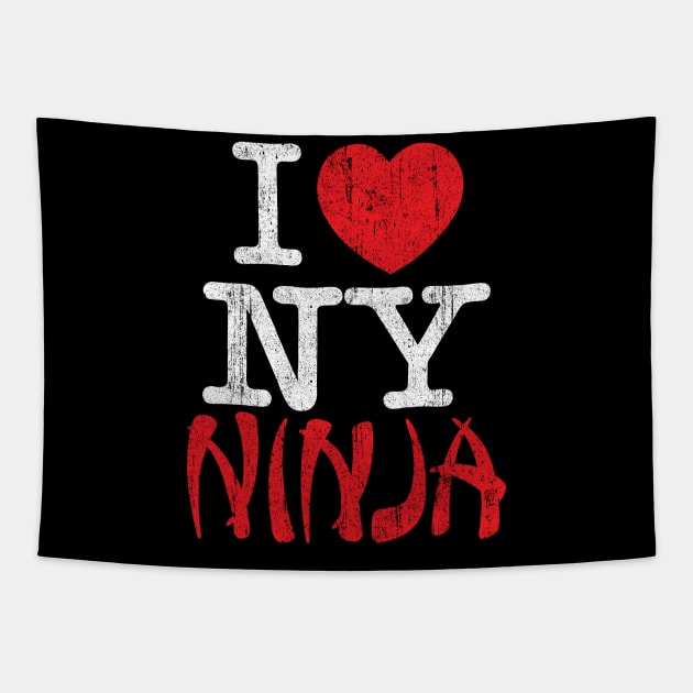 I Love NY Ninja Tapestry by huckblade
