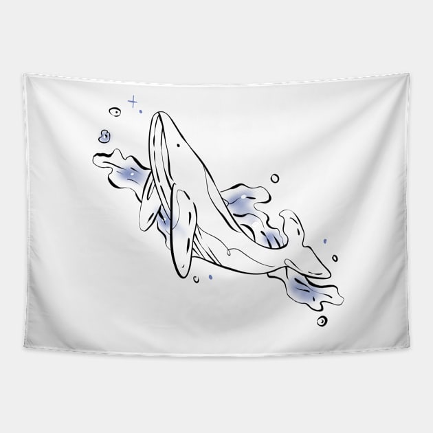 retro bright whale Tapestry by saraholiveira06