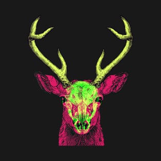 Deer Skull Interactive Magenta&Green Filter T-Shirt #2 By Red&Blue T-Shirt