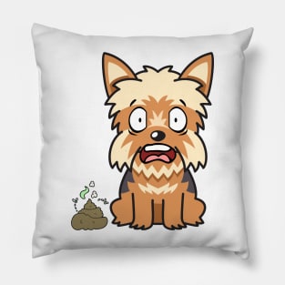 Funny Yorkshire Terrier smells poo poo Pillow