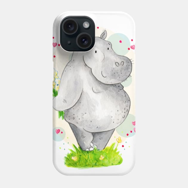 Hippo Phone Case by Vicky Kuhn Illustration