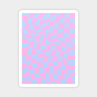 Blue and Pink Wavy Checkered Pattern Magnet