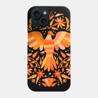 Flying Bird - Mexican Otomí Design in Orange Shades by Akbaly Phone Case