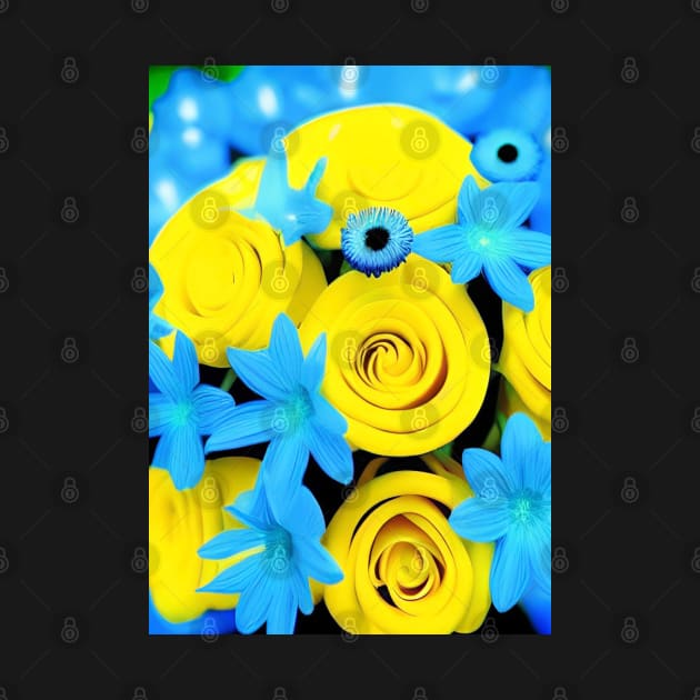 SUNNY YELLOW AND BLUE FLOWERS by sailorsam1805