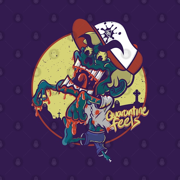 QUARANTINE ZOMBIE DESIGN FOR T-shirt STICKERS CASES MUGS WALL ART NOTEBOOKS PILLOWS TOTES TAPESTRIES PINS MAGNETS MASKS by TORYTEE