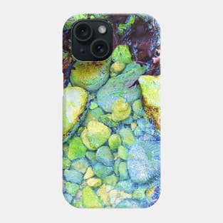 Wet pebbles and leaves, river, water, nature, rain, winter, xmas, fall, leaves, tropical, summer, holidays, art, exotic Phone Case