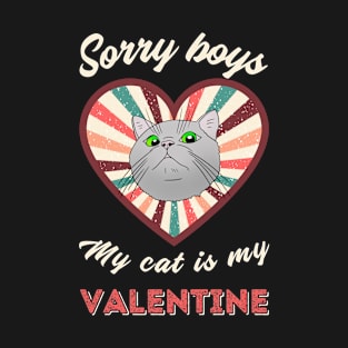Sorry boys my cat is my Valentine - a retro vintage design T-Shirt