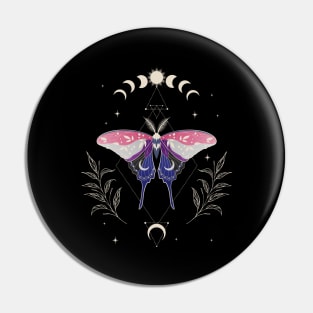 Genderfluid Luna Moth Celestial Cottagecore LGBT Pride Flag Pin