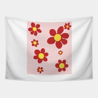 pattern flower pink red yellow 70s Tapestry