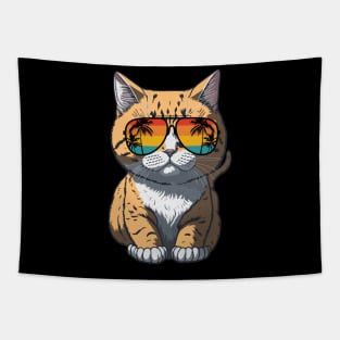 Cool Feline in Shades: Whiskered Purrfection for Cat Miaw Lovers Tapestry