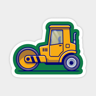 Tractor Vehicle Cartoon Illustration Magnet