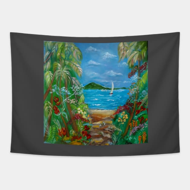 Tropical Path to the Beach Tapestry by jennyleeandjim