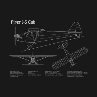 Piper J-3 Cub - Airplane Blueprint Plan - PDpng T-Shirt