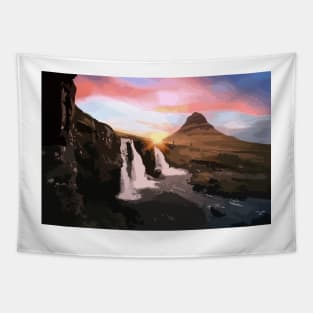 Kirkjufell Mountain Painting Tapestry