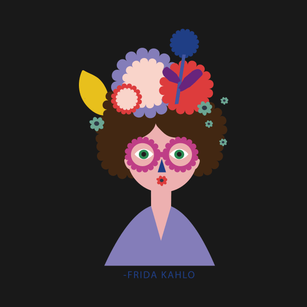 Funny t shirt, cute colorful Frida Kahlo portrait with colorful abstract flowers by sugarcloudlb-studio