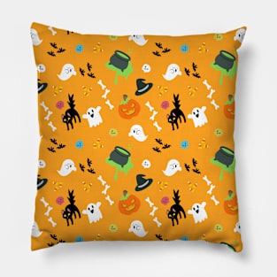 Ghosts And Stuff Orange Pillow