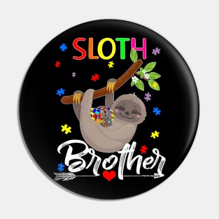 Sloth Autism Awareness Cute Sloth Puzzle Piece Brother Pin