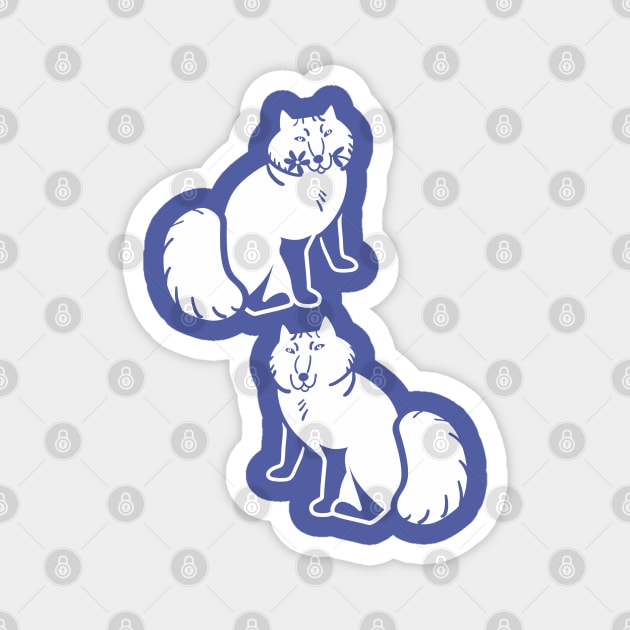 Arctic fox friends not fur white and Peri blue Magnet by belettelepink