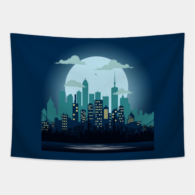 Night in the city Tapestry by VijackStudio