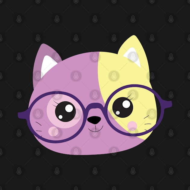 Purple and Yellow Hipster Cat by CraftyCatz