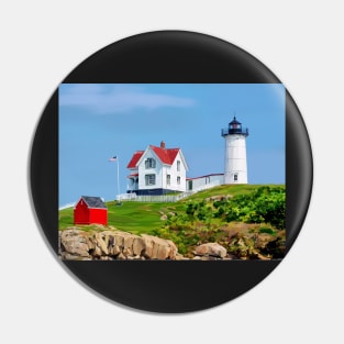 Nubble Lighthouse on a Sunny Day Pin