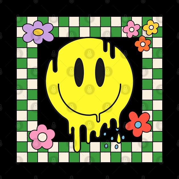 80s Melting Yellow Smile Funny Smiling Melted Dripping Face Cute by Peter smith