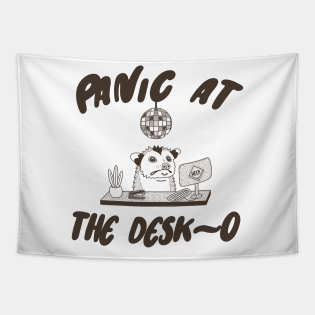 Panic at the Desk-o Opossum Shirt, Weird Opossum Meme Tapestry by Y2KERA