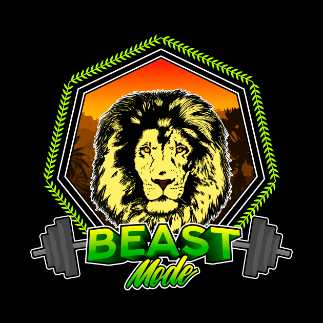 Lion Illustration, fitness beast mode training by Drumsartco