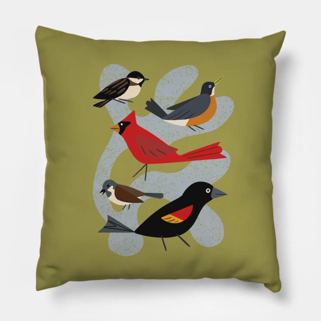 Five Birds Pillow by Renea L Thull