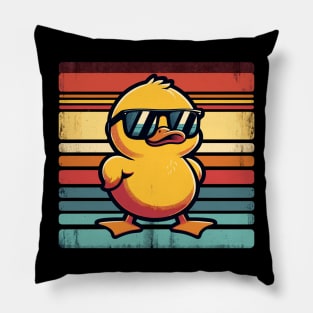 Cool Retro Yellow Duck in Sunglasses 70s 80s 90s Funny Duck Pillow