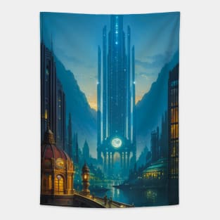 Solarpunk City - Gorgeous Tower Building Tapestry