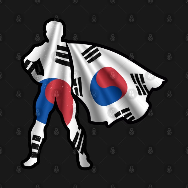 South Korean Hero Wearing Cape of South Korea Flag Hope and Peace Unite in Korea by Mochabonk