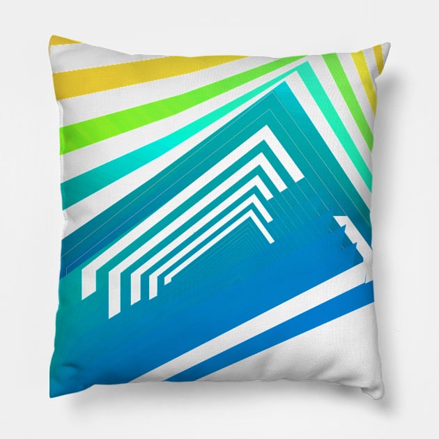 Geometric sunset abstract Pillow by carolsalazar