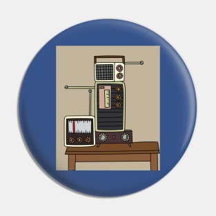 Old Colorful Stylish Retro Music Radios Pin